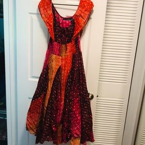 Multicolor peasant dress.